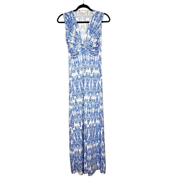 Boston Proper Floral Twisted Front Maxi Dress Blue White Size S - Picture 1 of 8